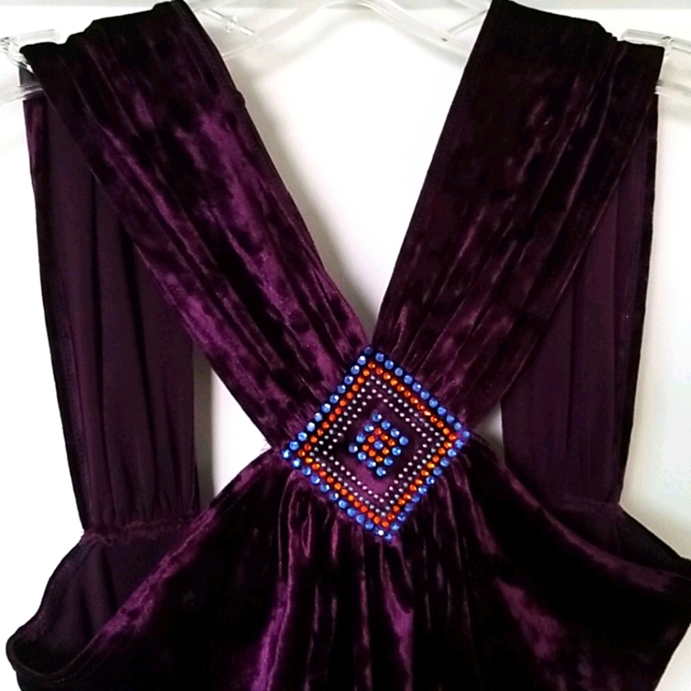 DZ Aubergine Jeweled Velvet Top Size M